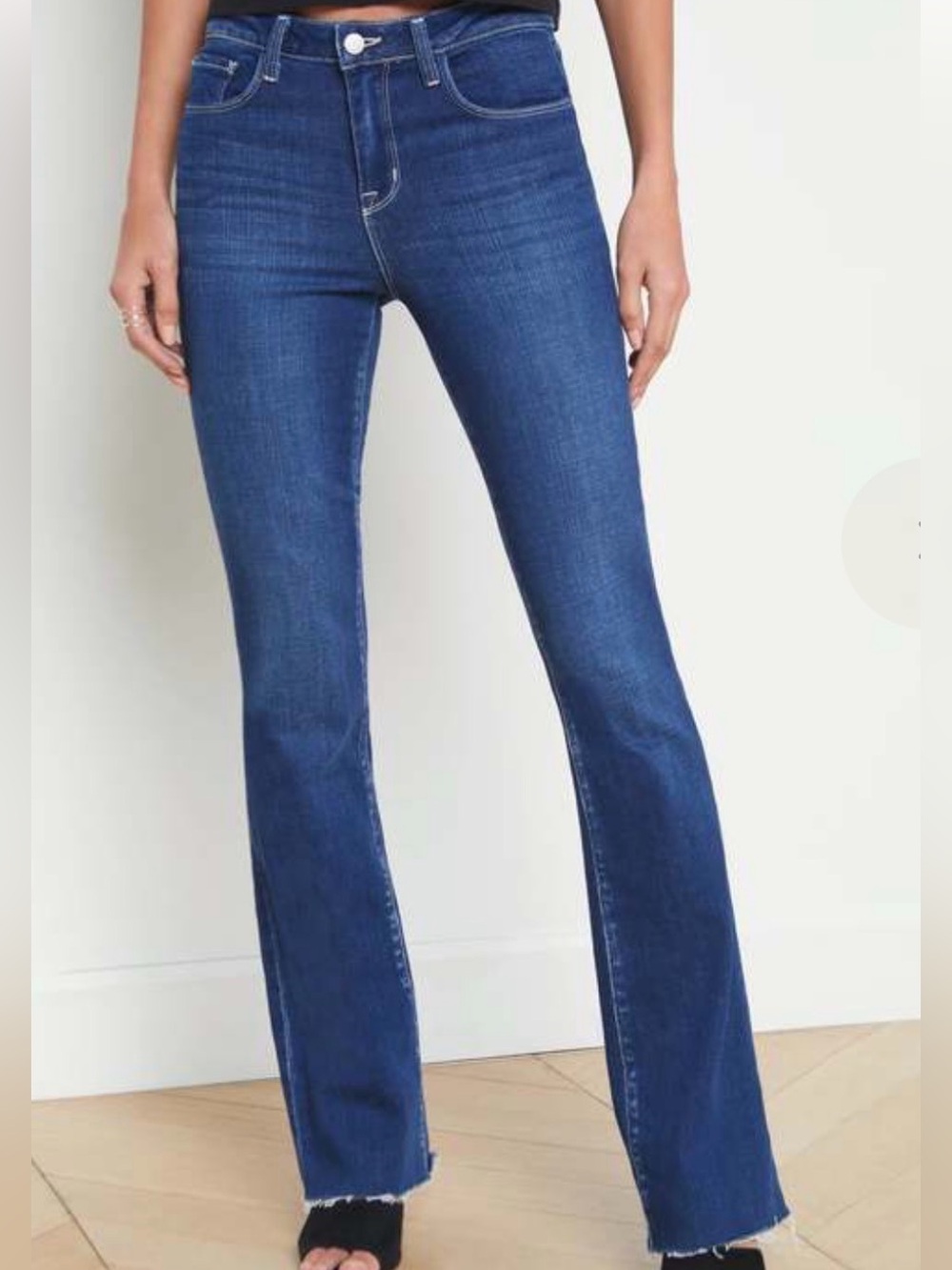 L'AGENCE Ruth High Rise Straight Leg Jeans Sutton Wash Raw Hem NWOT Size 25